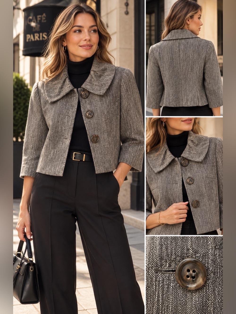 Atmosphere Brown/Beige Tweed Womens Blazer/Peacoat